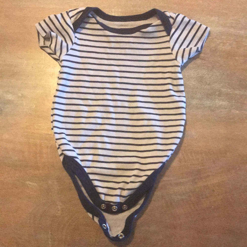 Blue and white stripe onesie 3-6 months
